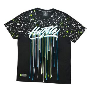 Switch Hustle Graphic T-Shirt Mens XL Black Paint Drip Splatter Streetwear Tee